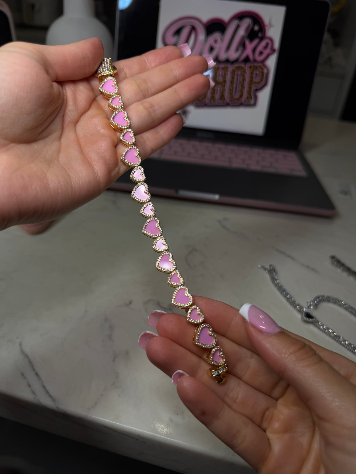 Pink hearts bracelet